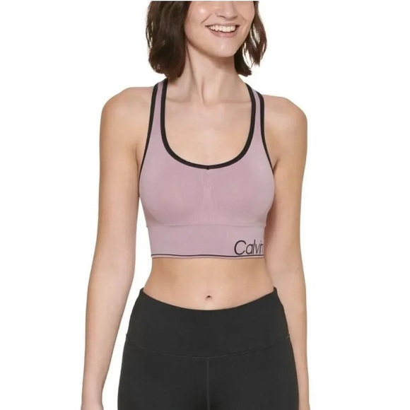 Calvin Klein Intimates Purple Racerback MediumImpact Removable Cups Sports Bra S - Picture 3 of 3